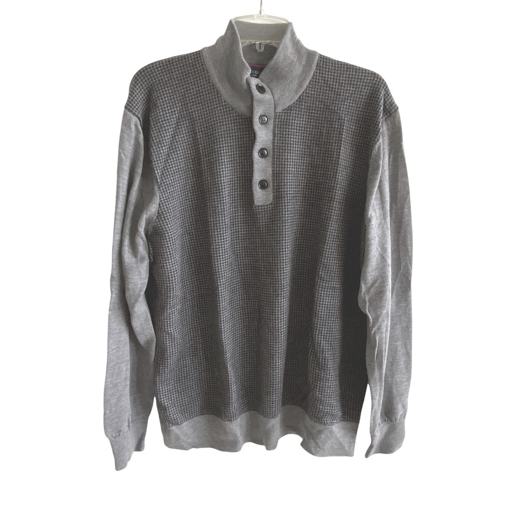 UNTUCKit Sweater Men's 2XL Gray 1/4 Button 100% Extra Fine Merino Wool
